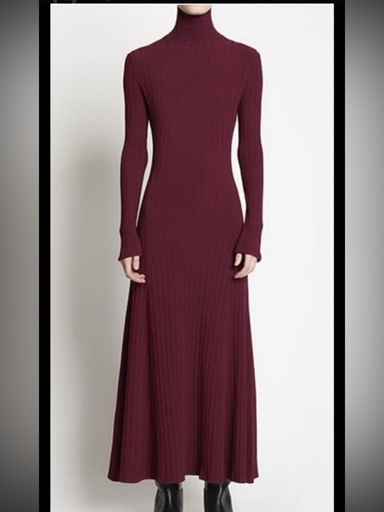 Proenza Schouler Dresses & Skirts - Proenza Schouler Burgundy Ribbed Long-Sleeve Maxi Dress